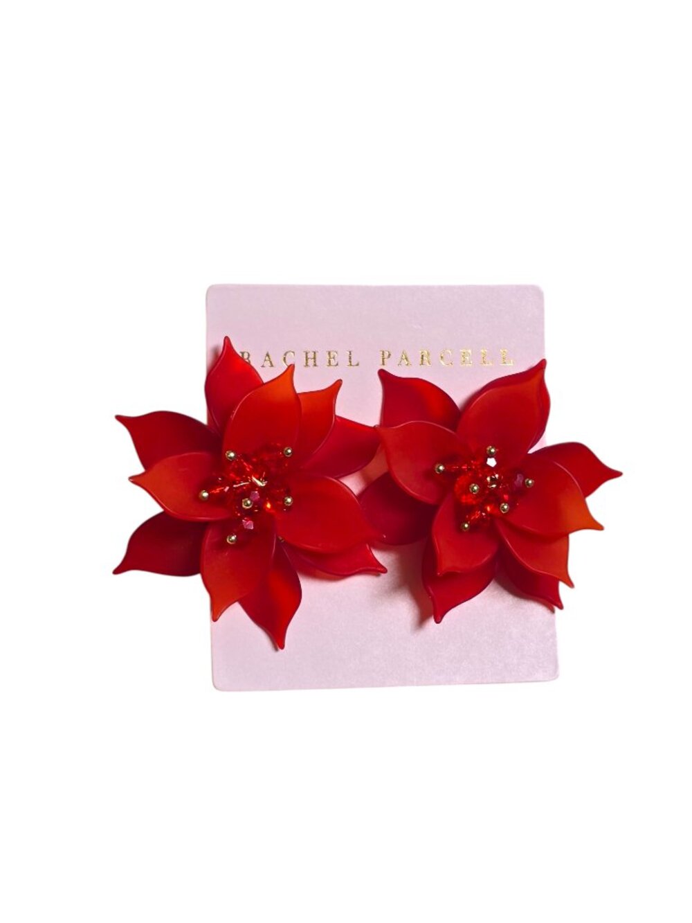 Rachel Parcell Women's Flower Statement Stud Earring Red Gold NWT